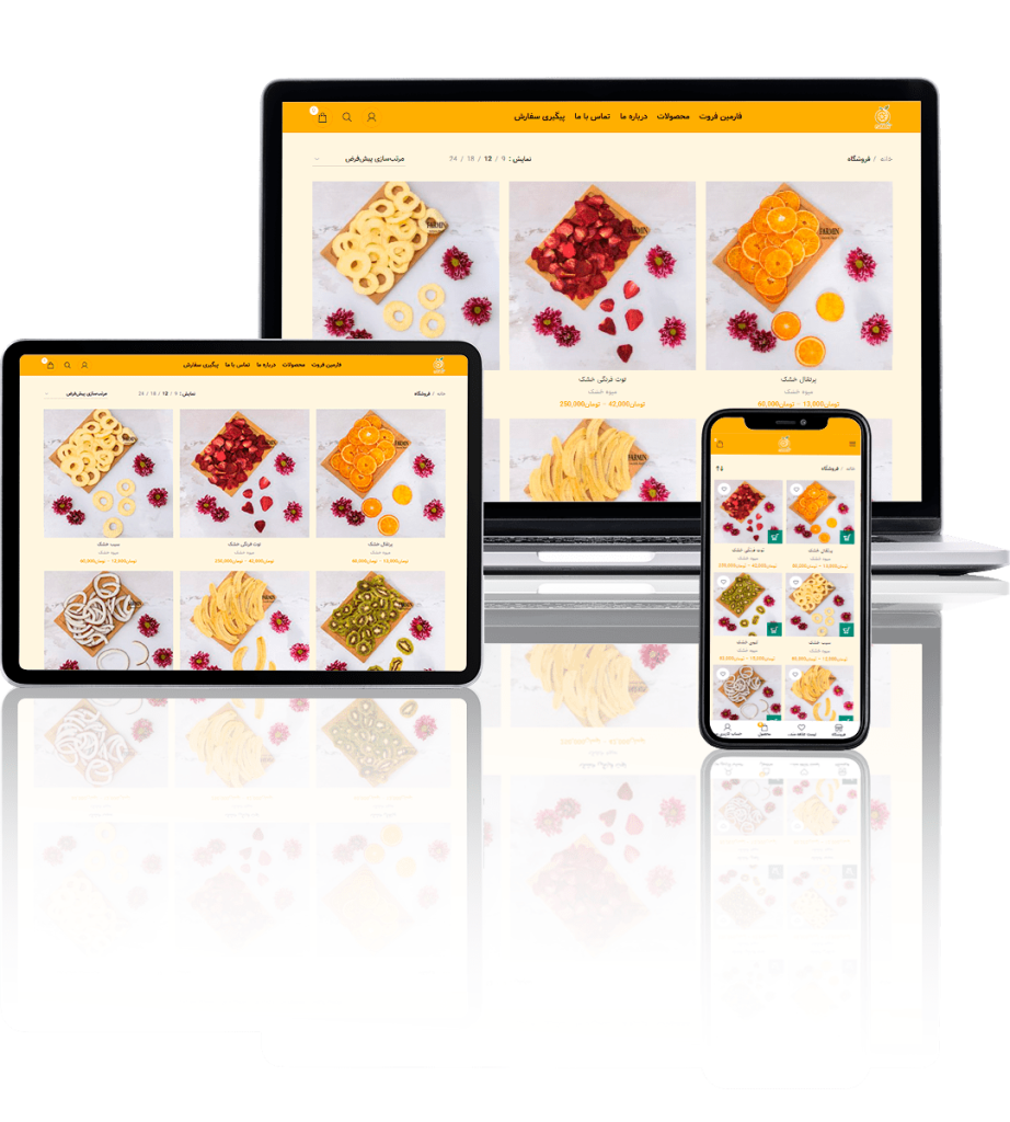 Example of dry fruit website design / dried fruit online store